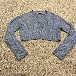 Free People Beach Declan Cardigan Sweater Sz M Blue Coastal Casual Cotton